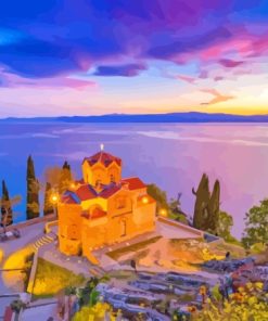 Sunset Over Lake Ohrid Church Paint By Numbers