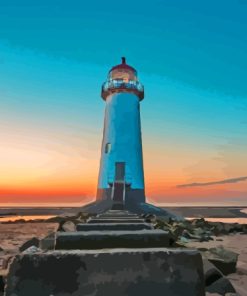 Sunset Scene Talacre Lighthouse Paint By Numbers