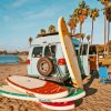 Van With Surfboards On Beach Paint By Numbers