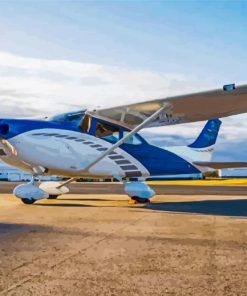 White And Blue Cessna 182 Plane Paint By Numbers