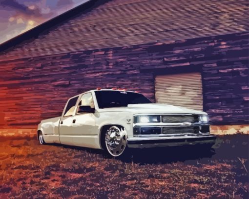 White Low Rider Truck Paint By Numbers