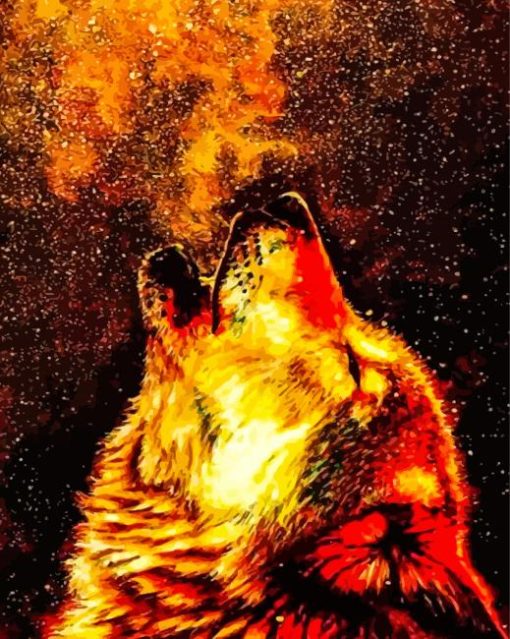 Wolf on Fire Art Paint By Numbers