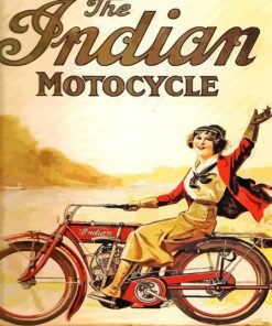 Woman On Indian Motorcycle Paint By Numbers