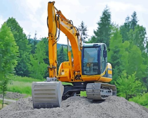 Yellow Excavator Paint By Numbers