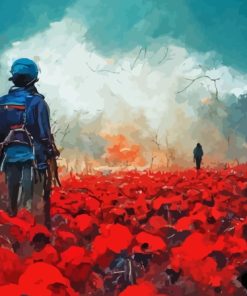 Abstract Soldiers And Poppies Paint By Numbers