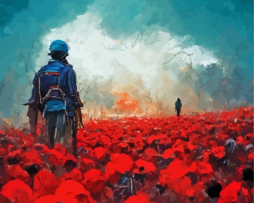 Abstract Soldiers And Poppies Paint By Numbers