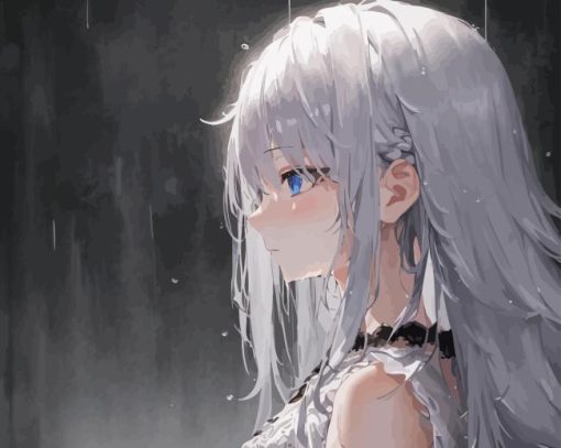 Anime Girl With White Hair Paint By Numbers