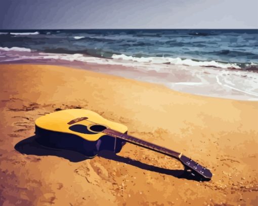 Beach Guitar And Waves Paint By Numbers