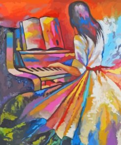 Colorful Girl At The Piano Paint By Numbers