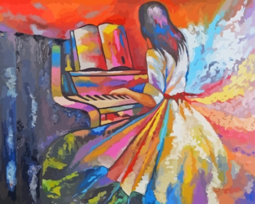 Colorful Girl At The Piano Paint By Numbers