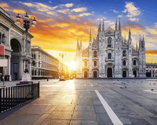 Duomo di Milano At Sunset Paint By Numbers