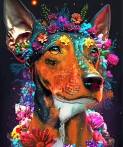 Floral Dog Art Paint By Numbers