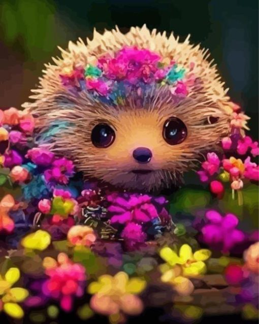 Floral Hedgehog Paint By Numbers