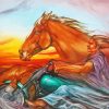 Man On Motorcycle And Horse Art Paint By Numbers