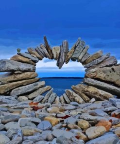 Natural Pebble Heart Arch Rock Sculpture Paint By Numbers