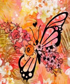 Peach Butterfly Art Paint By Numbers