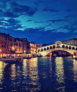 Rialto Bridge Venice At Night Paint By Numbers