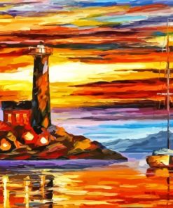 Sailboat and Lighthouse Paint By Numbers