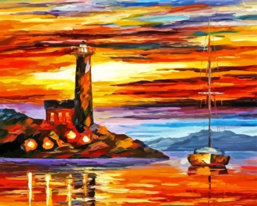 Sailboat and Lighthouse Paint By Numbers