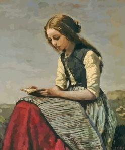 The Little Reader By Camille Corot Paint By Numbers