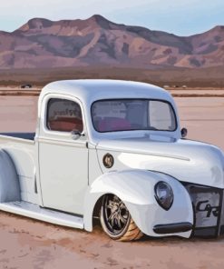 White 1940 Ford In Desert Paint By Numbers