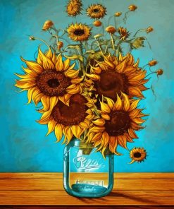 Blooming Sunflowers Jar Paint By Numbers