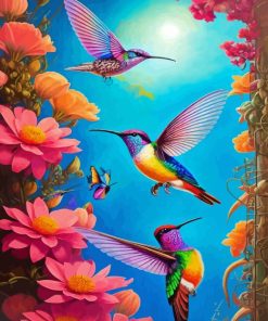 Flying Hummingbirds And Butterflies Paint By Numbers