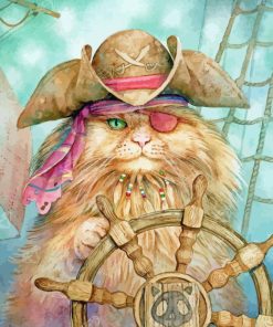 Captain Pirate Cat Paint by Numbers