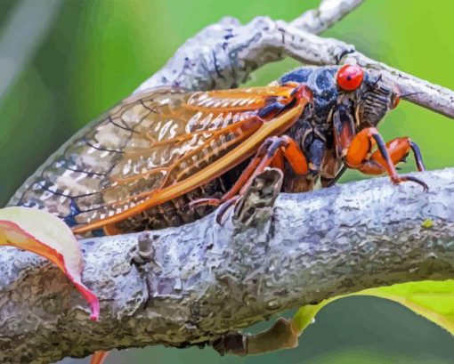 Cicadas On Tree Branch Paint By Numbers