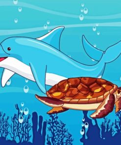 Dolphin And Turtle Art Paint By Numbers