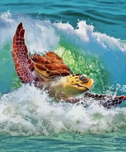 Sea Turtle In Wave Paint By Numbers