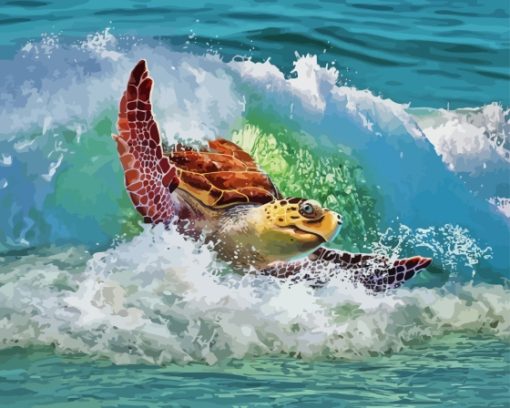 Sea Turtle In Wave Paint By Numbers