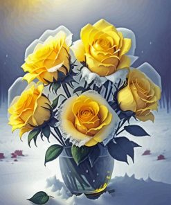 Yellow Roses In Vase Paint By Numbers