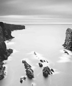 Black And White Irish Coast Paint By Numbers