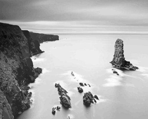 Black And White Irish Coast Paint By Numbers