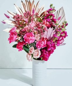 Pink Flowers In Vase Paint By Numbers