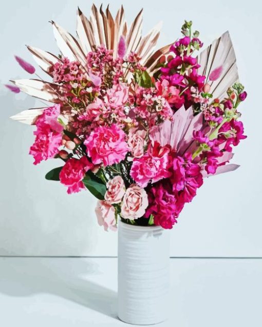 Pink Flowers In Vase Paint By Numbers