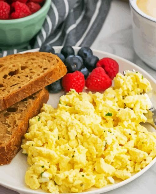 Scrambled Eggs With Fruits Paint by Numbers