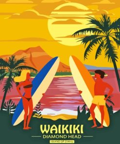 Waikiki Diamond Head Beach Paint By Numbers