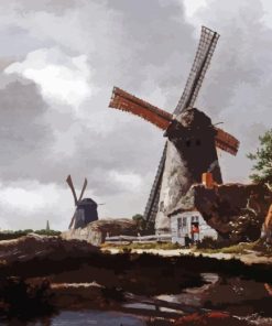 Landscape With Windmills Near Haarlem Paint by Numbers