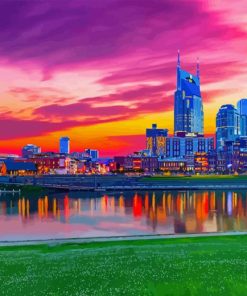 Nashville Skyline With Sunset Paint by Numbers