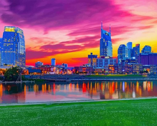 Nashville Skyline With Sunset Paint by Numbers