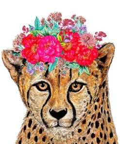 Cheetah with flowers Art paint by number