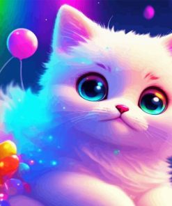 Colorful cartoon cat paint by numbers