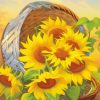 abstract sunflowers in basket paint by number