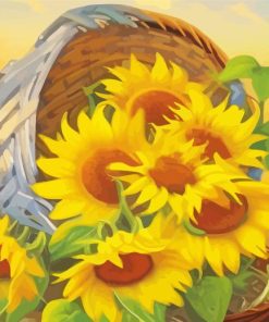 abstract sunflowers in basket paint by number