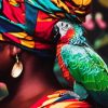 colorful African Woman And Parrots paint by number