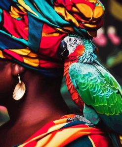 colorful African Woman And Parrots paint by number