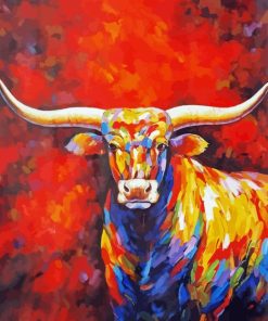 Colorful longhorn cow paint by number