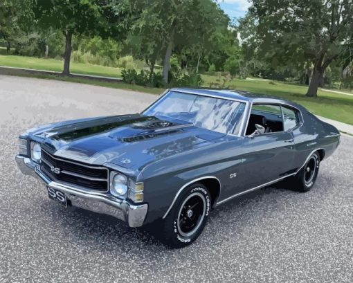 Dark Blue 1971 Chevelle paint by number